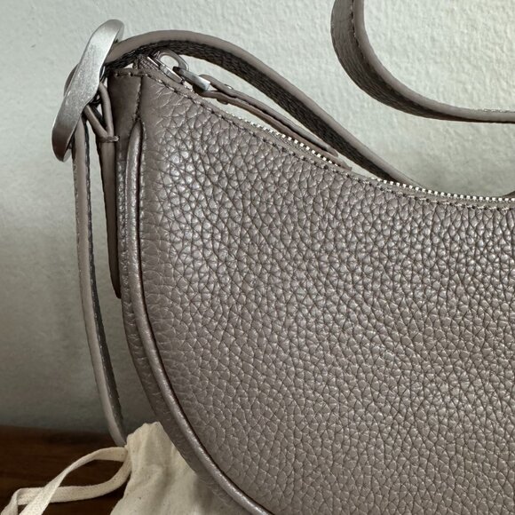 Quince - Italian Leather Mini Crescent Shoulder Bag in Taupe - Picture 4 of 13